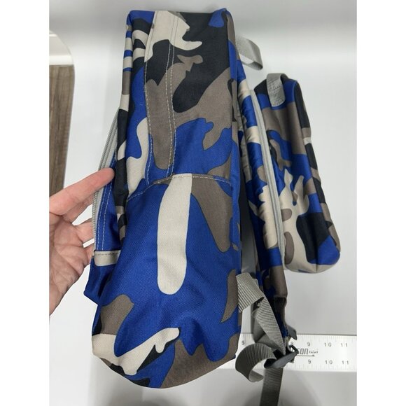 LL Bean Backpack Book Pack Lunchbox SET School Travel Bag Blue Camouflage - Picture 4 of 9